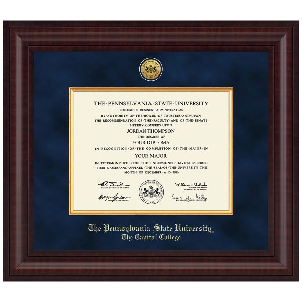 #109 The Capital College diploma frame Presidential in Premier (Chestnut)
